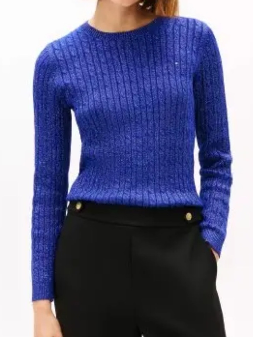 Tommy Hilfiger blue sparkle metallic knit sweater top size L